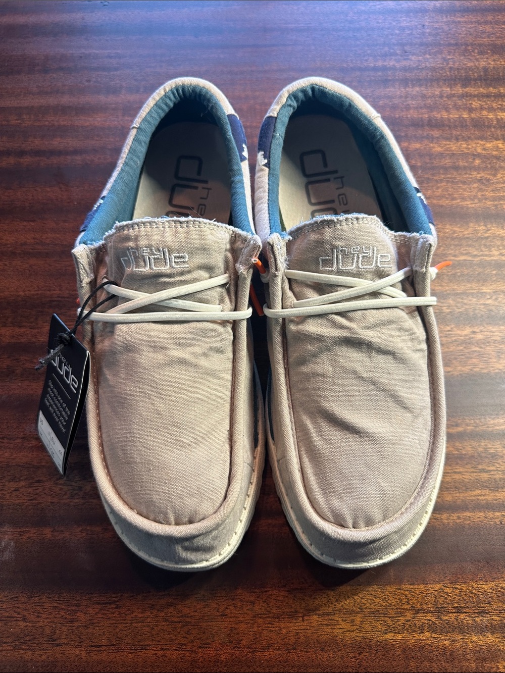Hey Dude Men's Light Beige Canvas Slip-On Loafers